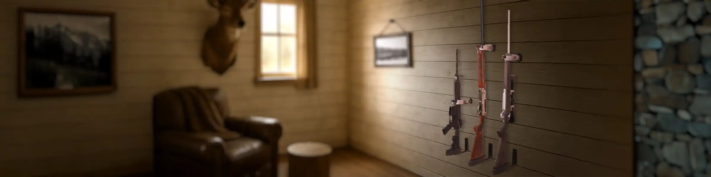 X-lock wall mounted gun rack for rifles and shotguns